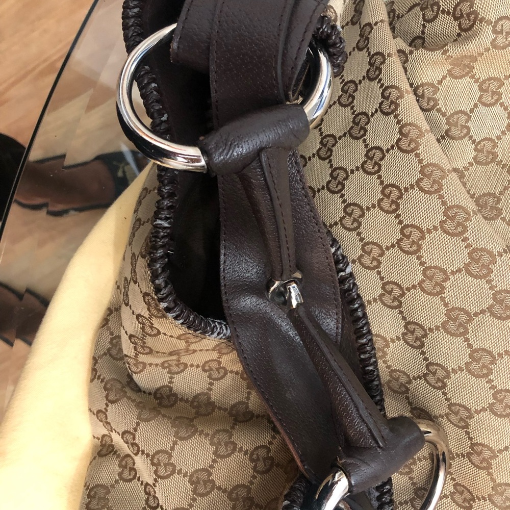 Gucci Beige and Brown Monogram Shoulder Bag